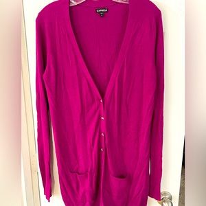 Women’s Express Magenta Cardigan with Gem Buttons size Large